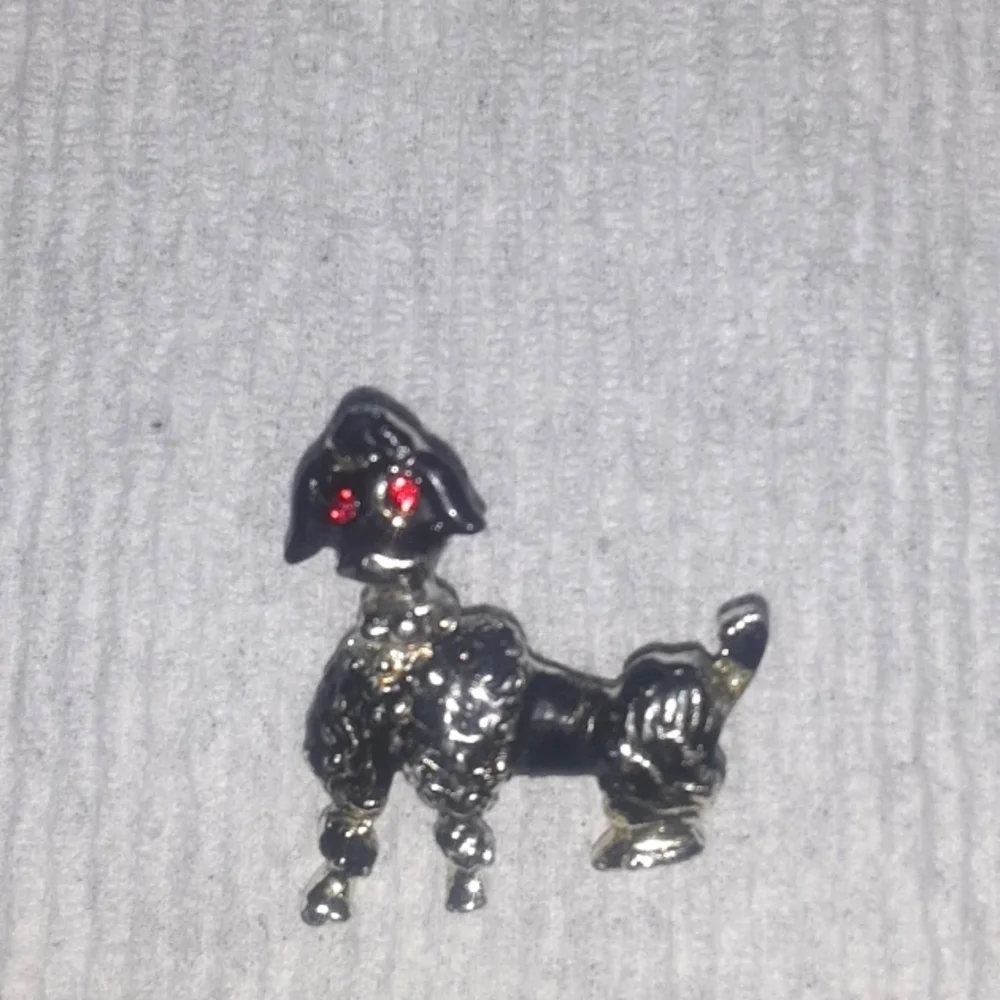 Elegant Black and Silver Tone Poodle Dog Brooch